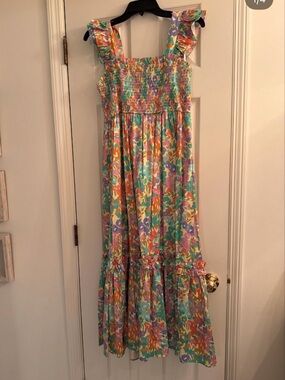 CROSBY by Mollie Burch Floral Midi Dress in Pastel Multi